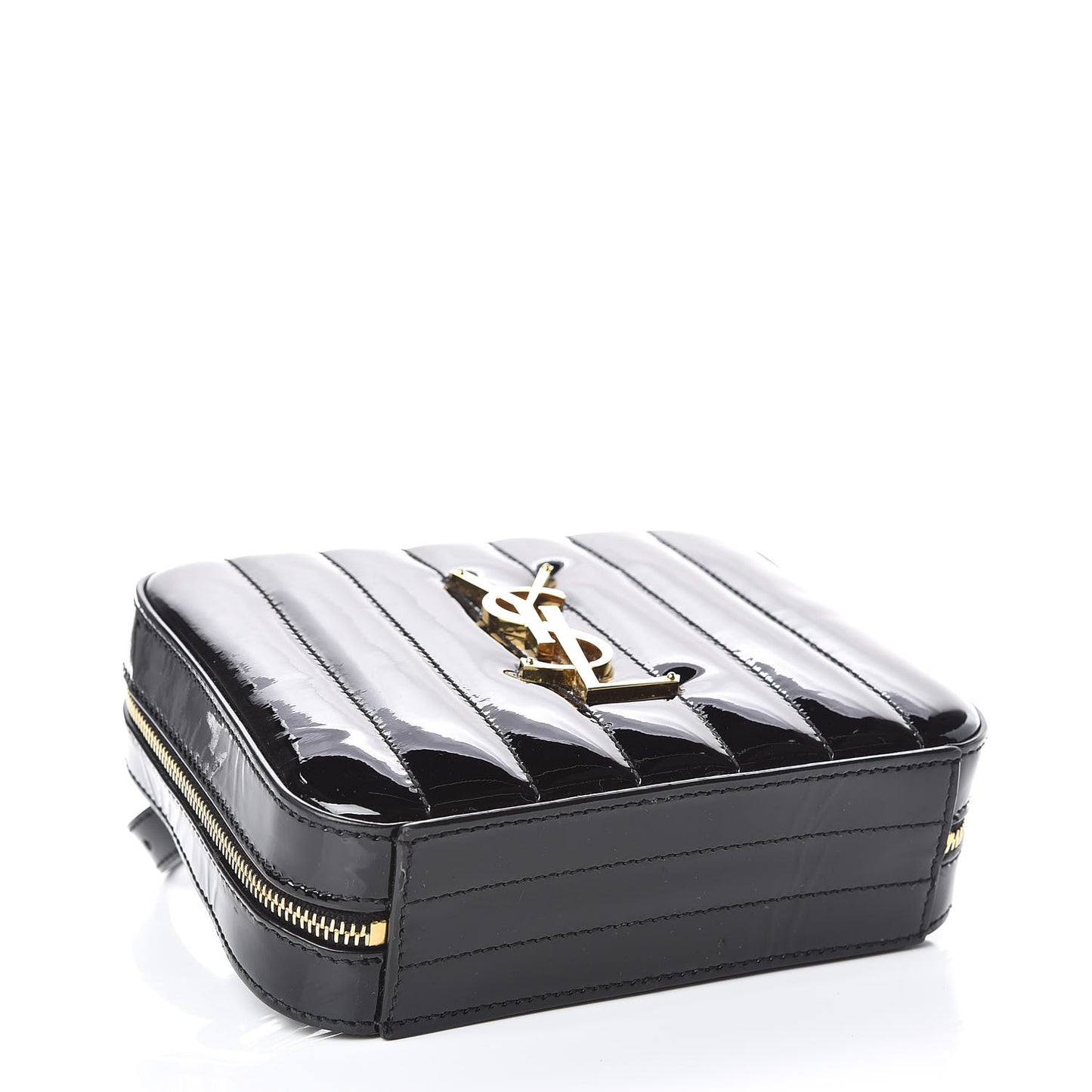 Patent Matelasse Vicky Monogram Belt Bag Black