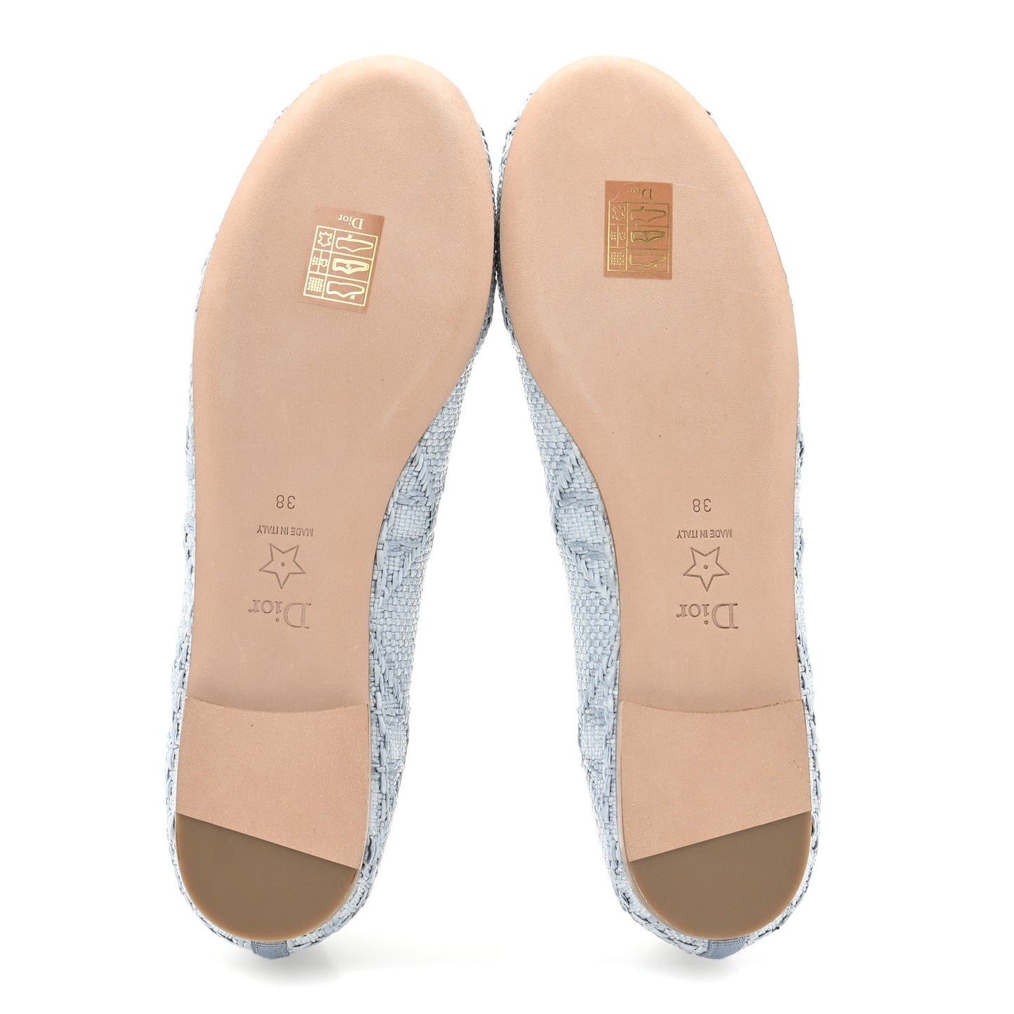 Raffia Cannage Ballet Flat 38 Bleu Pastel
