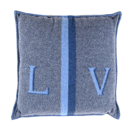 Louis Vuitton Wool Cashmere Cushion Pillow Blue Gray 1 of 3