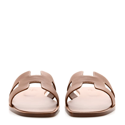 Hermes Box Calfskin Oran Sandals 37 Gold 2 of 8