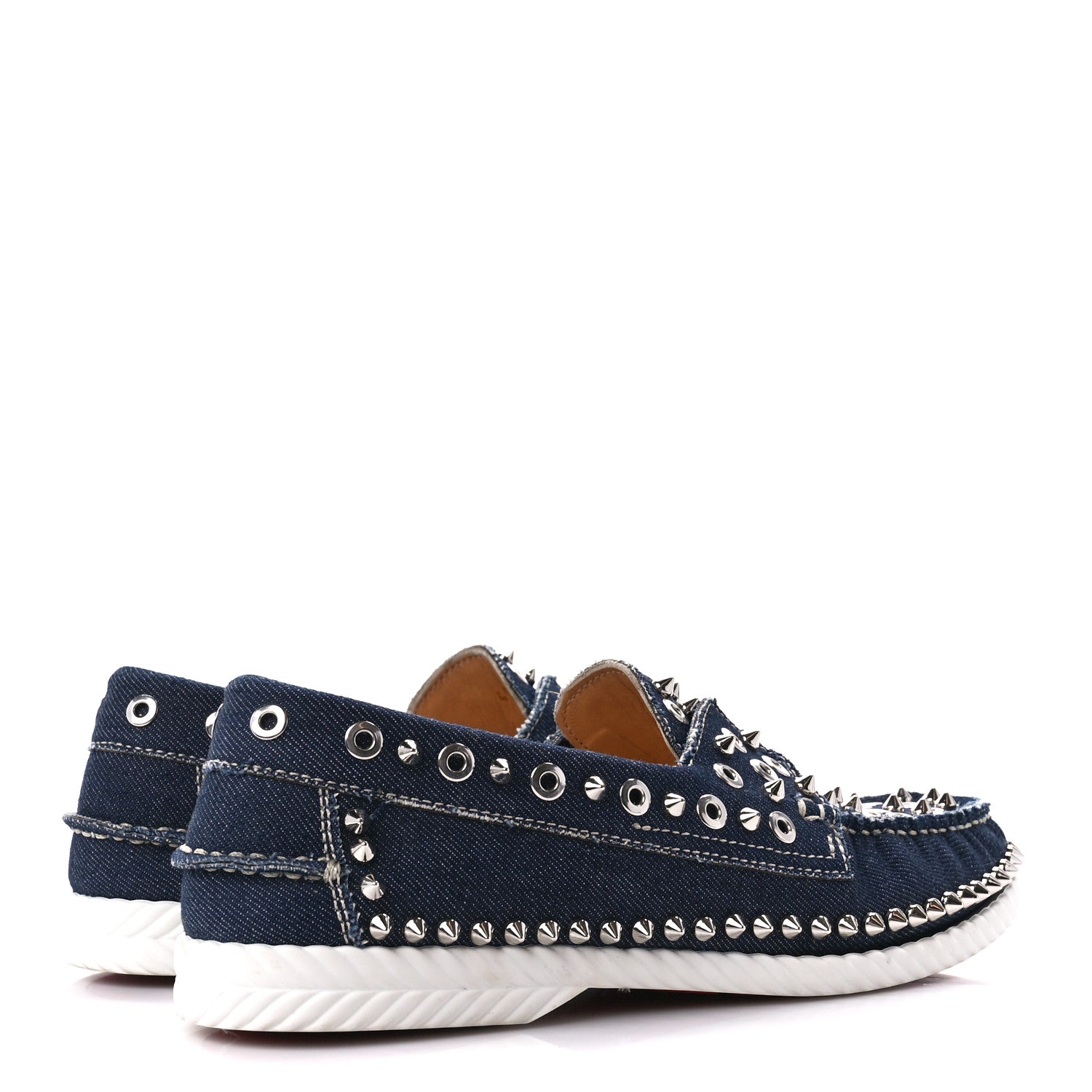 クリスチャンルブタン YACHT SPIKES FLAT CALFデッキシューズ Christian Louboutin Denim Yacht Spikes Loafers 40 Blue 1361629
