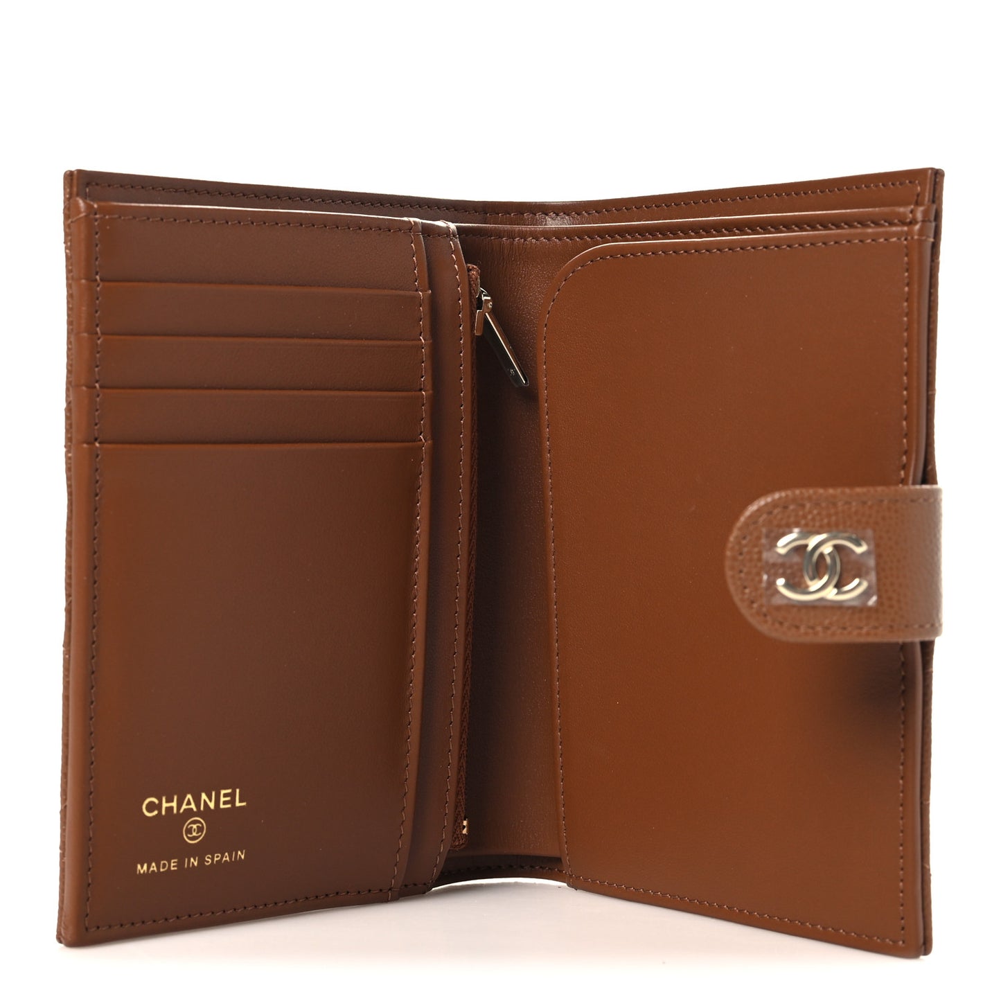 Caviar Quilted Passport Holder Camel