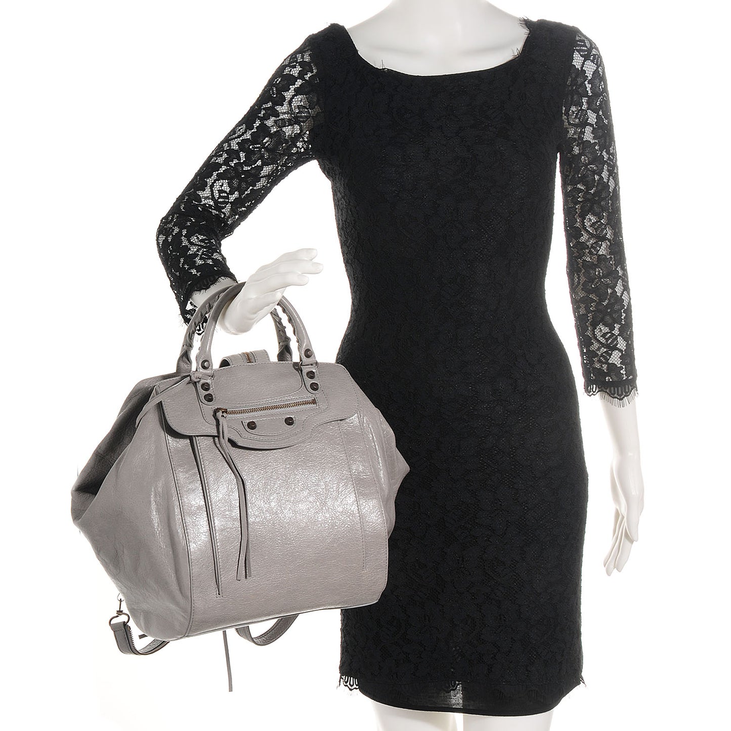 Agneau Classic Hardware Zip Traveler Backpack Gris Pyrite