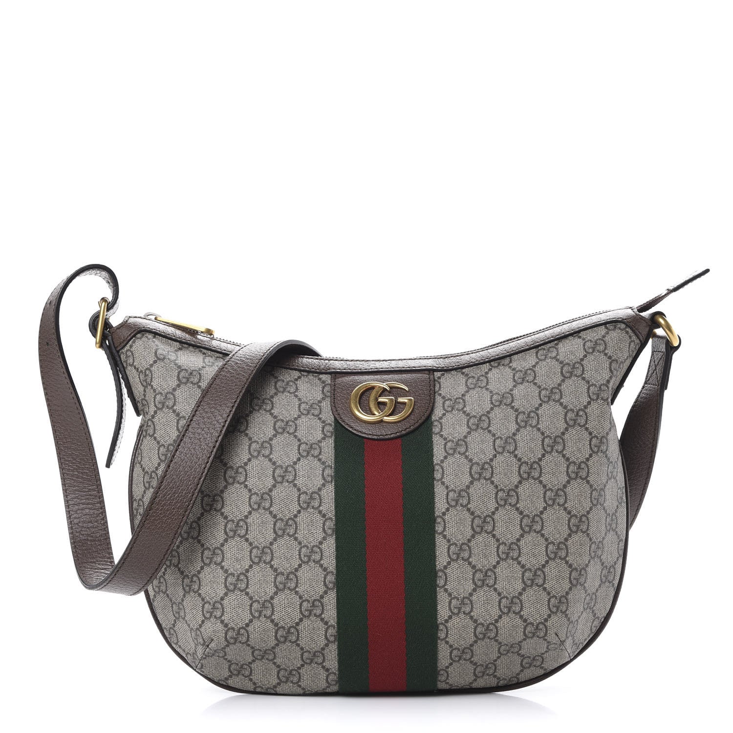 Gucci GG Supreme Monogram Web Small Ophidia Half Moon Hobo Brown 1 of 9