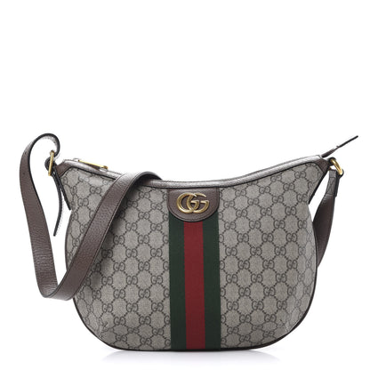 Gucci GG Supreme Monogram Web Small Ophidia Half Moon Hobo Brown 1 of 9