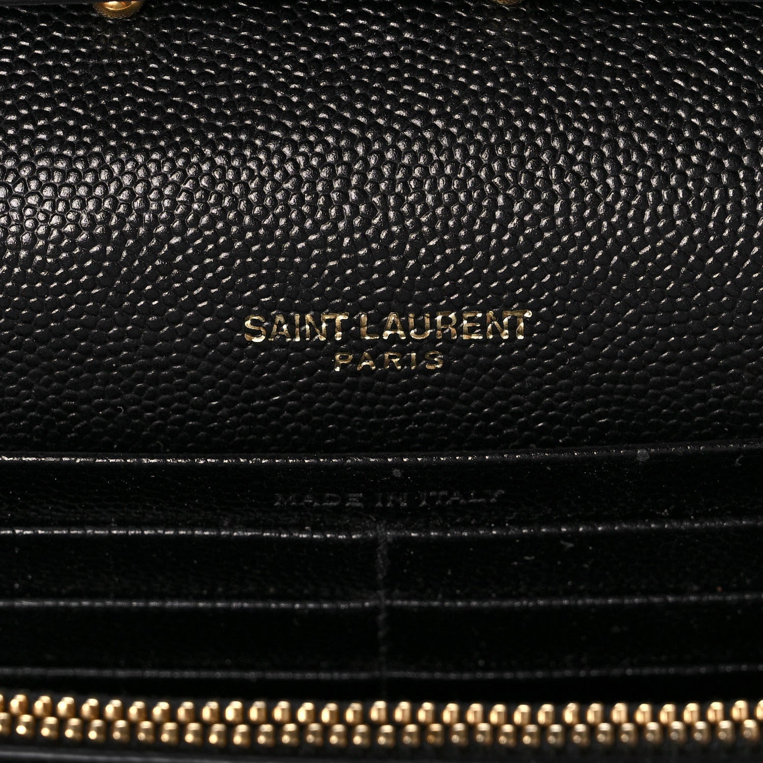 Saint Laurent Grain De Poudre Matelasse Chevron Monogram Chain Wallet Black 6 of 11