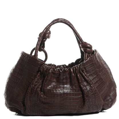 Nancy Gonzalez Crocodile Hobo Brown 1 of 8