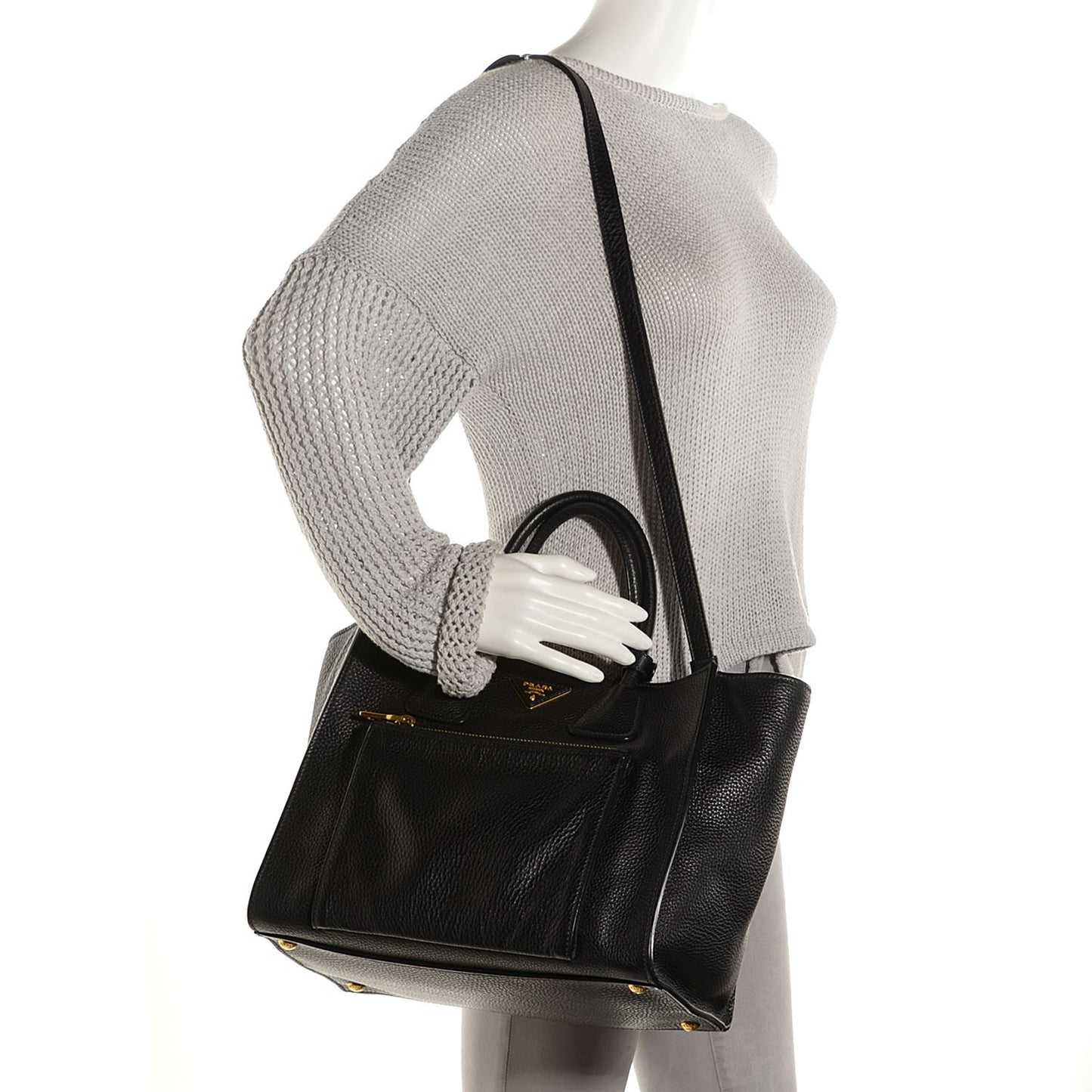 Vitello Daino Shopping Tote Nero Black