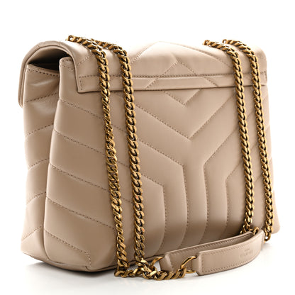 Saint Laurent Calfskin Y Quilted Monogram Small Loulou Chain Satchel Dark Beige 3 of 11