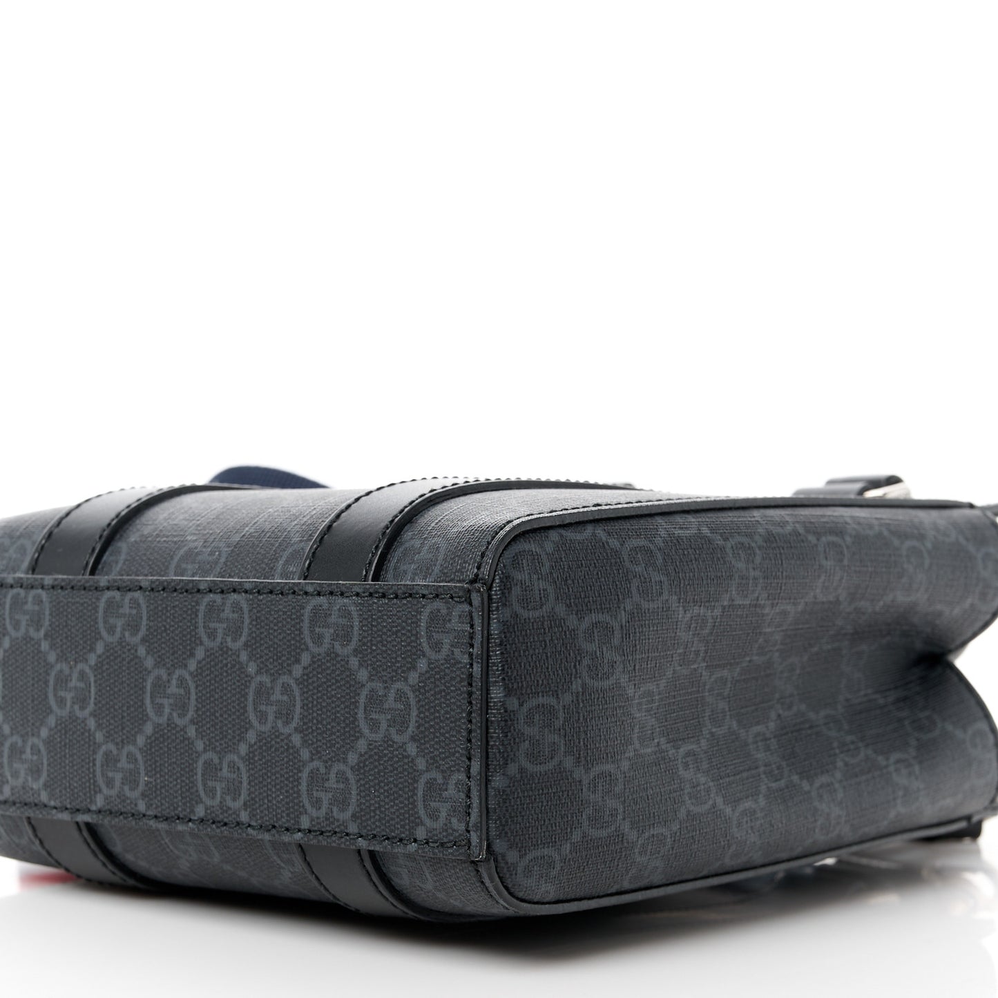 GG Supreme Monogram Appia Calfskin Web Mini Tote Bag Black
