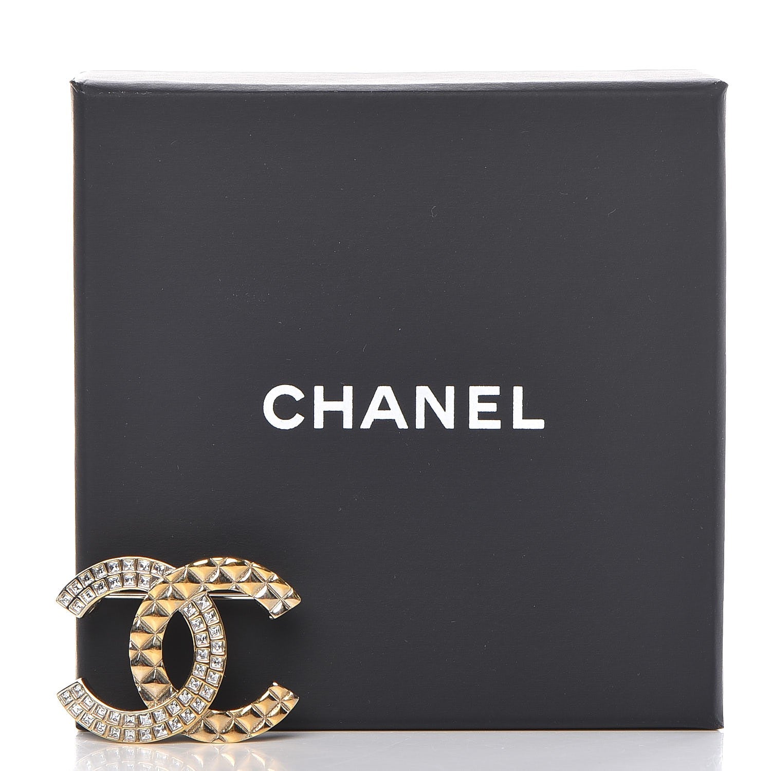 Chanel Baguette Crystal Quilted CC Brooch Gold 5 of 5