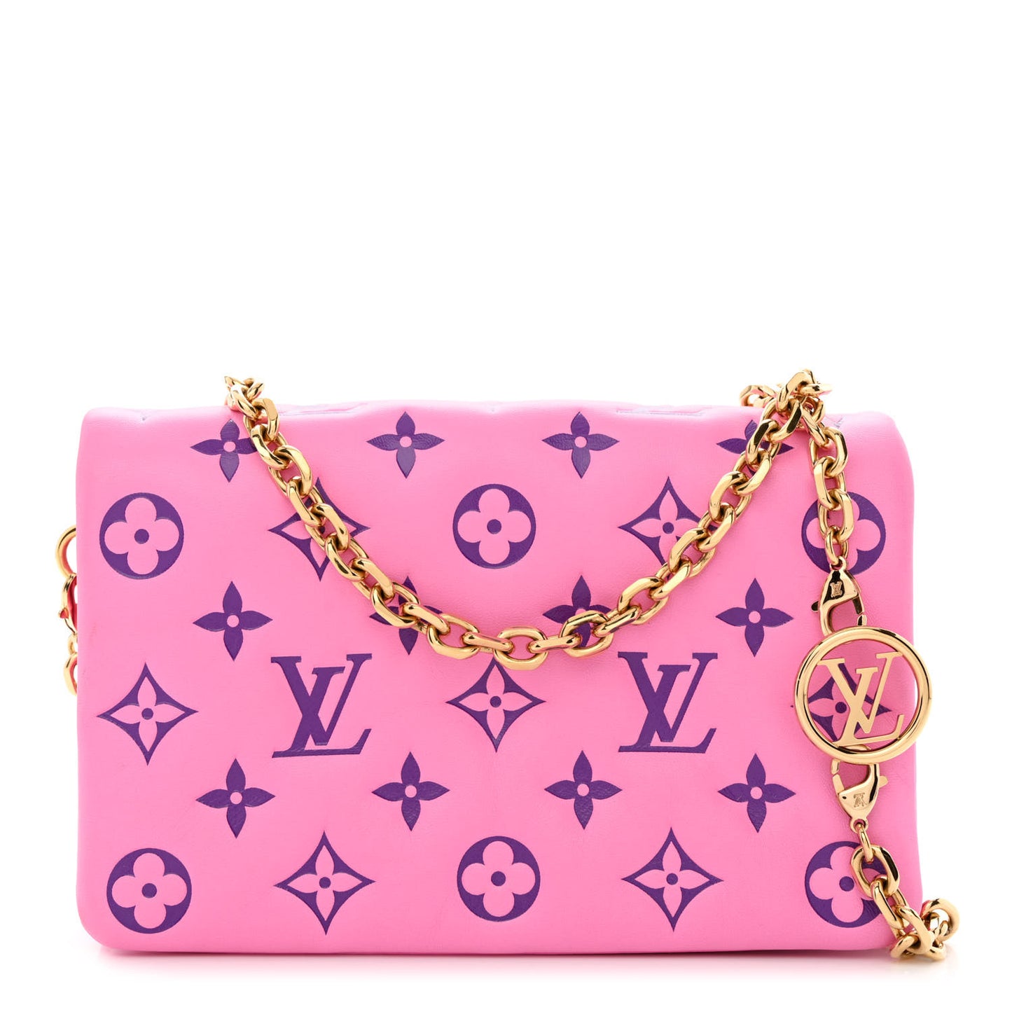 Lambskin Embossed Monogram Vuittamins Pochette Coussin Rose Violet
