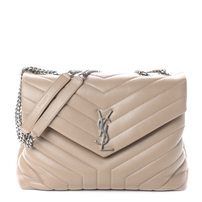 Saint Laurent Calfskin Y Quilted Monogram Medium Loulou Chain Satchel Dark Beige 1 of 8