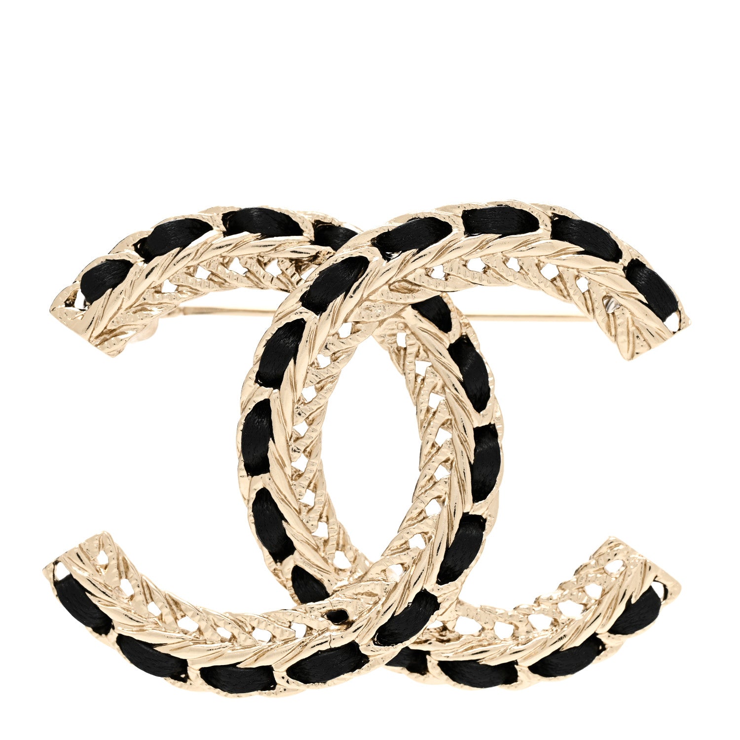 Chanel Lambskin Chain CC Brooch Black Gold 1 of 5