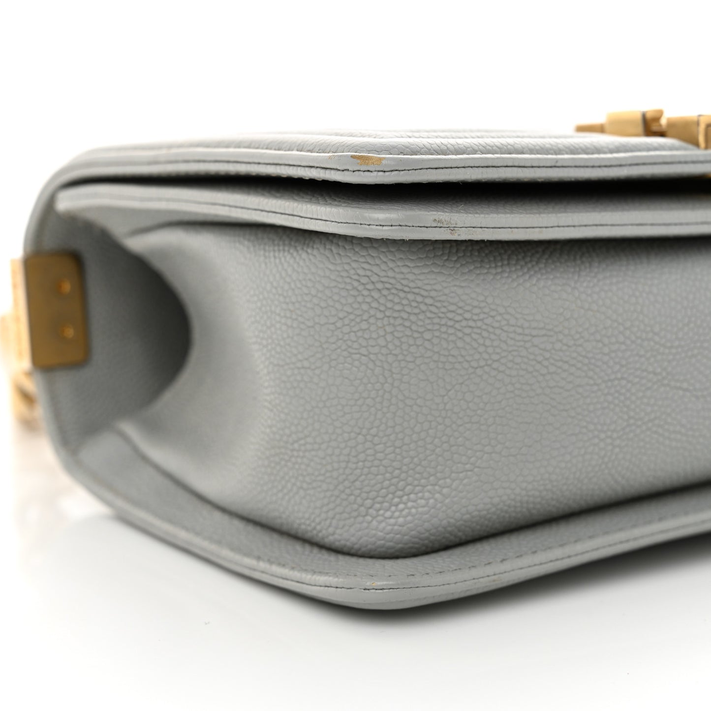 Caviar Quilted Small Boy Flap Light Grey