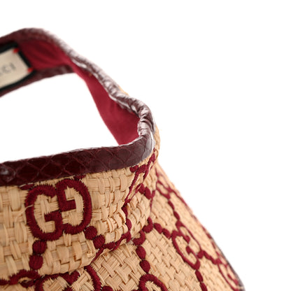 Gucci Raffia Elaphe GG Monogram Embroidered Afraa Visor M Ivory Bordeaux 9 of 12