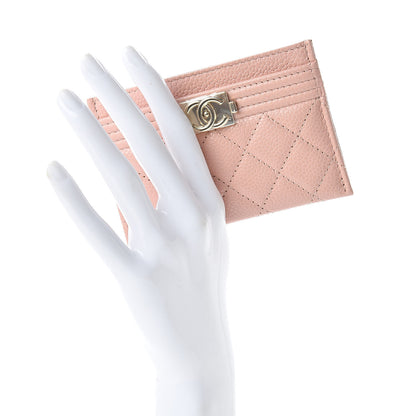 Chanel Caviar Quilted Boy Card Holder Light Pink 2 of 9