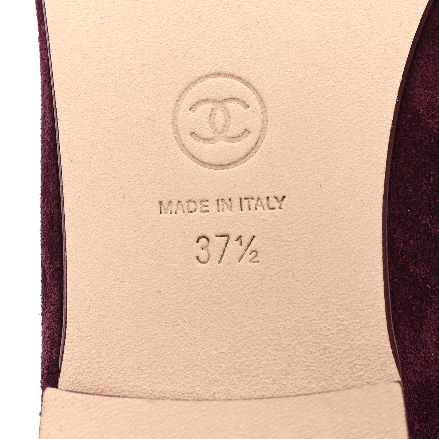 Suede Patent Cap Toe CC Ballerina Flats 37.5 Burgundy
