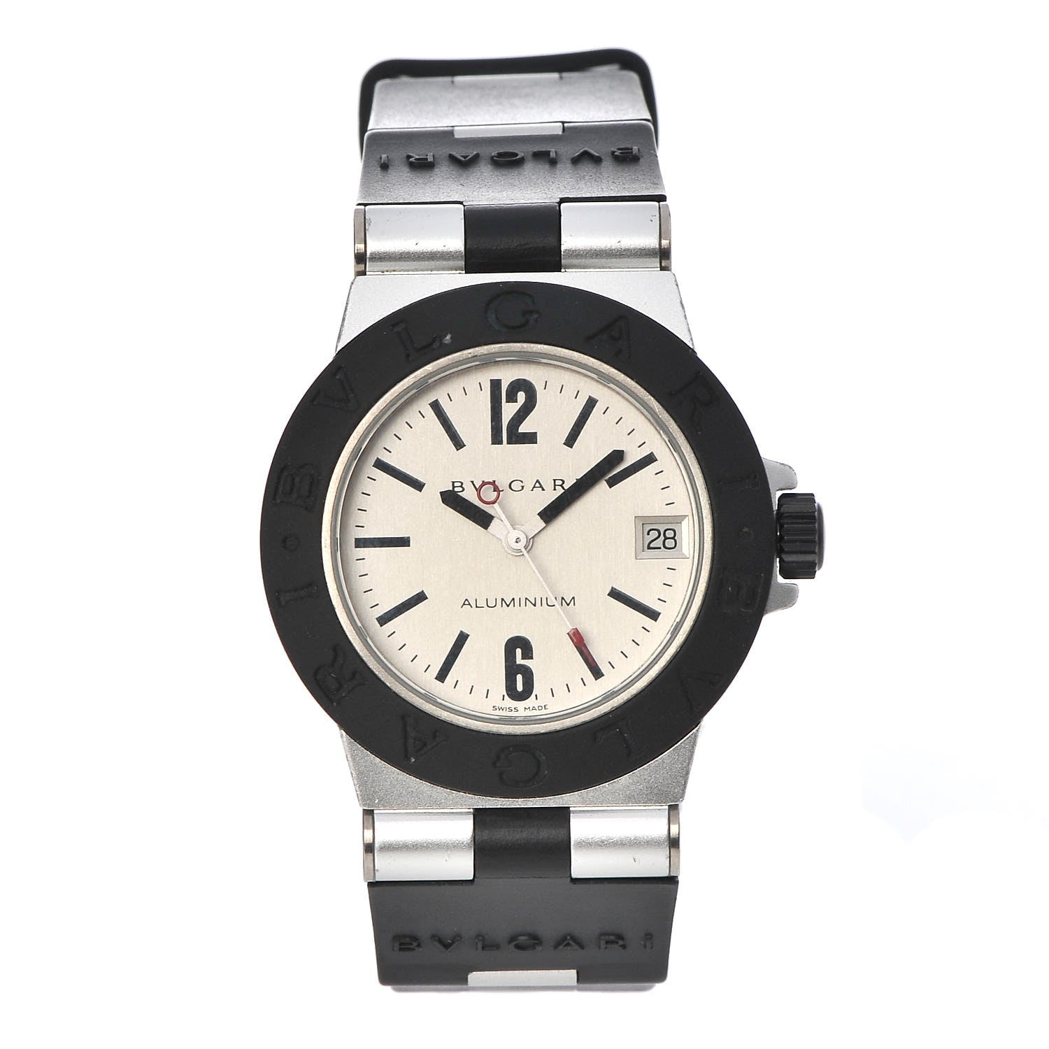 Bulgari Aluminum Rubber 32mm Diagono Quartz Watch 1 of 7