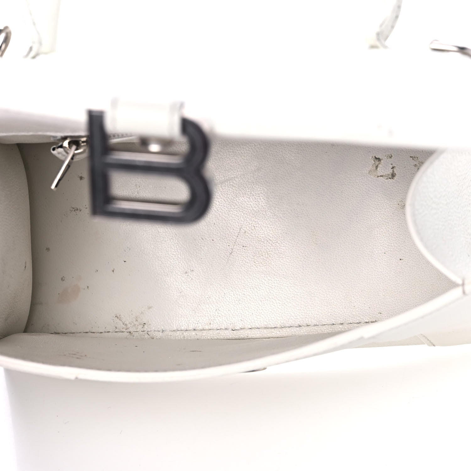 Balenciaga Grained Calfskin Small Hourglass Top Handle Bag White 5 of 24