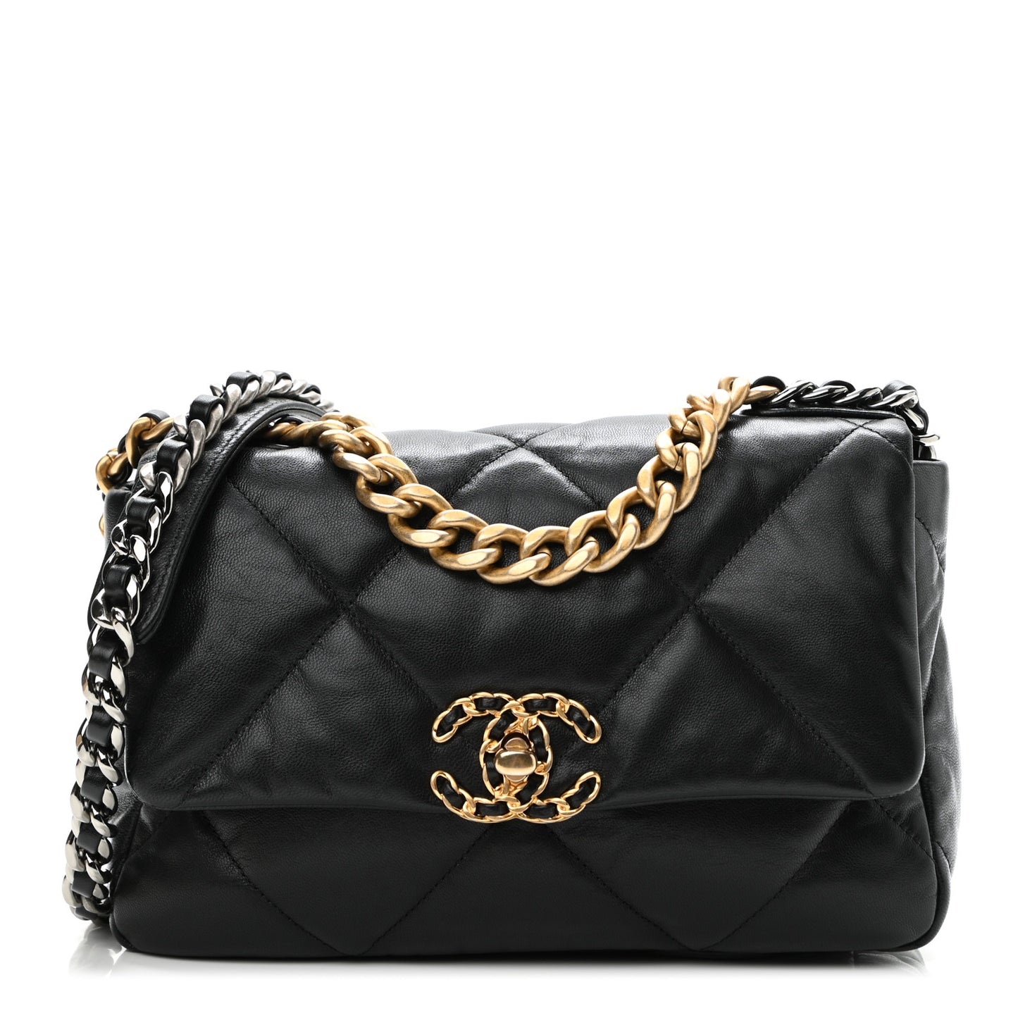 Goatskin Quilted Medium Chanel 19 Flap Black