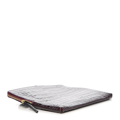 Lanvin Calfskin Crocodile Embossed Clutch Burgundy 3 of 6