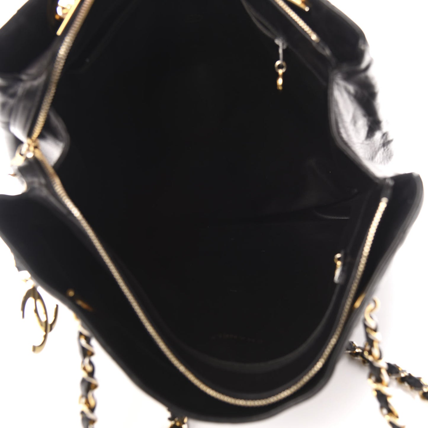 Lambskin Quilted Shopping Tote Black