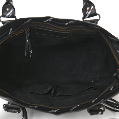 Balenciaga Veau Allover Logo Classic Hardware City Black White 6 of 13