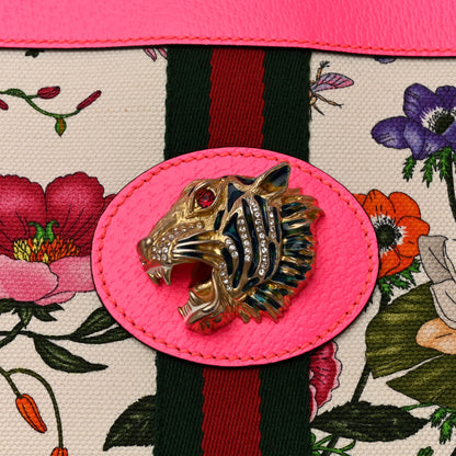 Gucci Canvas Flora Large Rajah Chain Tote White Multicolor Fuxia Fluo 13 of 14