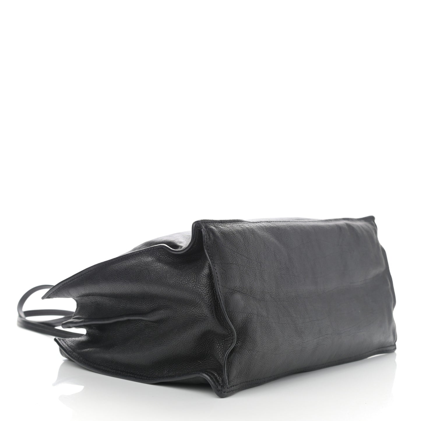 Glace Calfskin Etiquette Shopping Bag Black Astrale