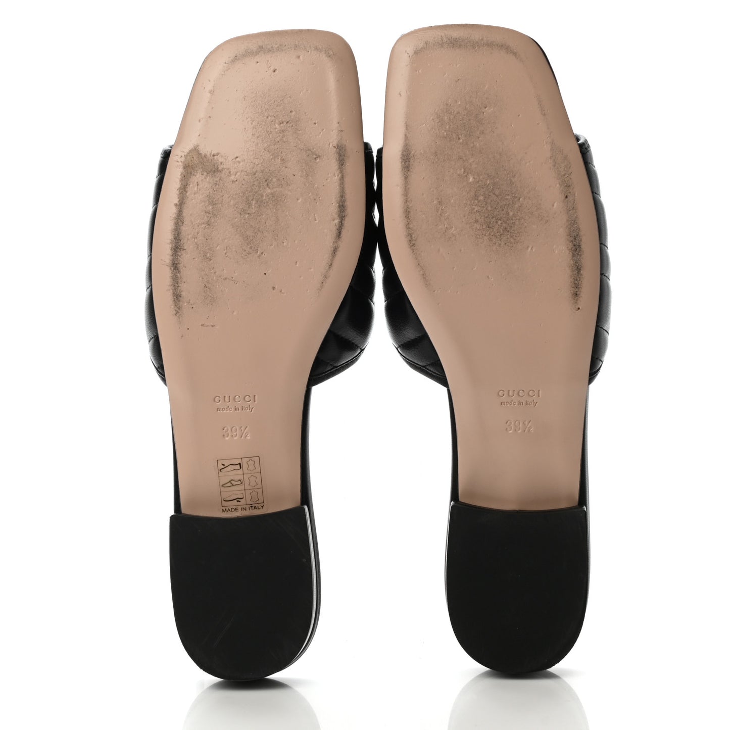 Nappa Matelasse GG Marmont Flat Slide Sandals 39.5 Black