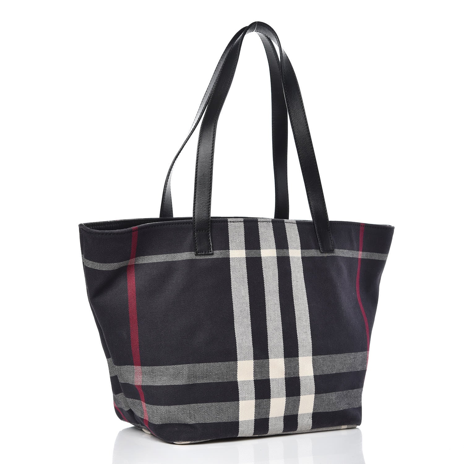 Burberry Canvas Check Tote Navy 3 of 11