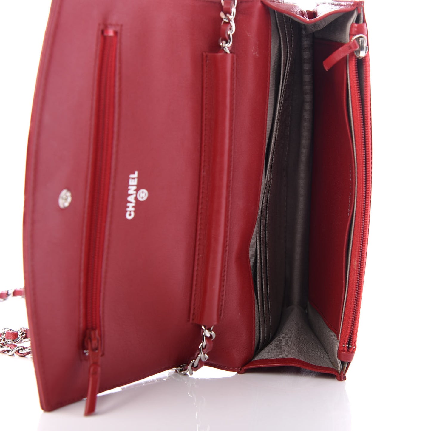 Patent Quilted Brilliant Wallet On Chain WOC Red