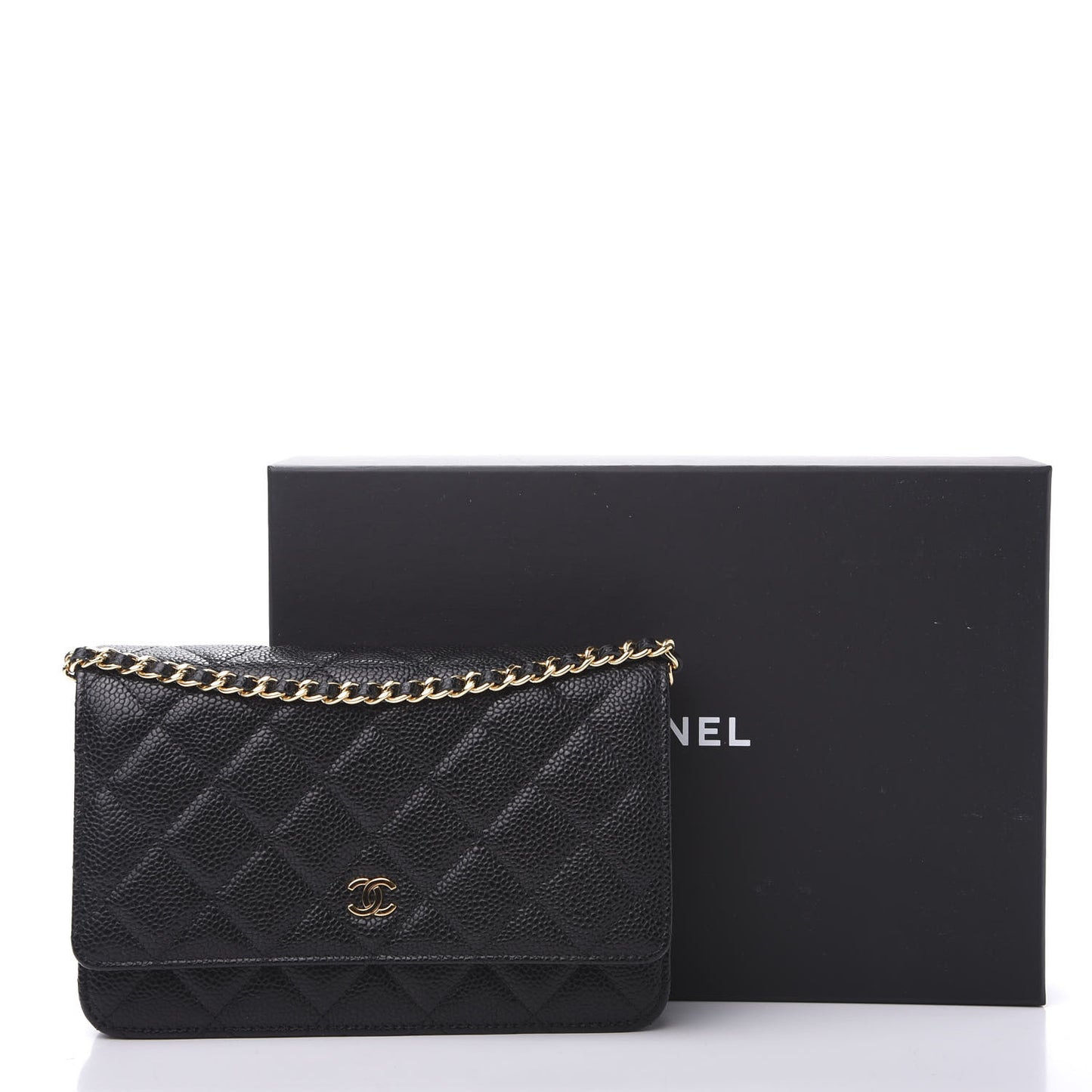Caviar Quilted Wallet On Chain WOC Black
