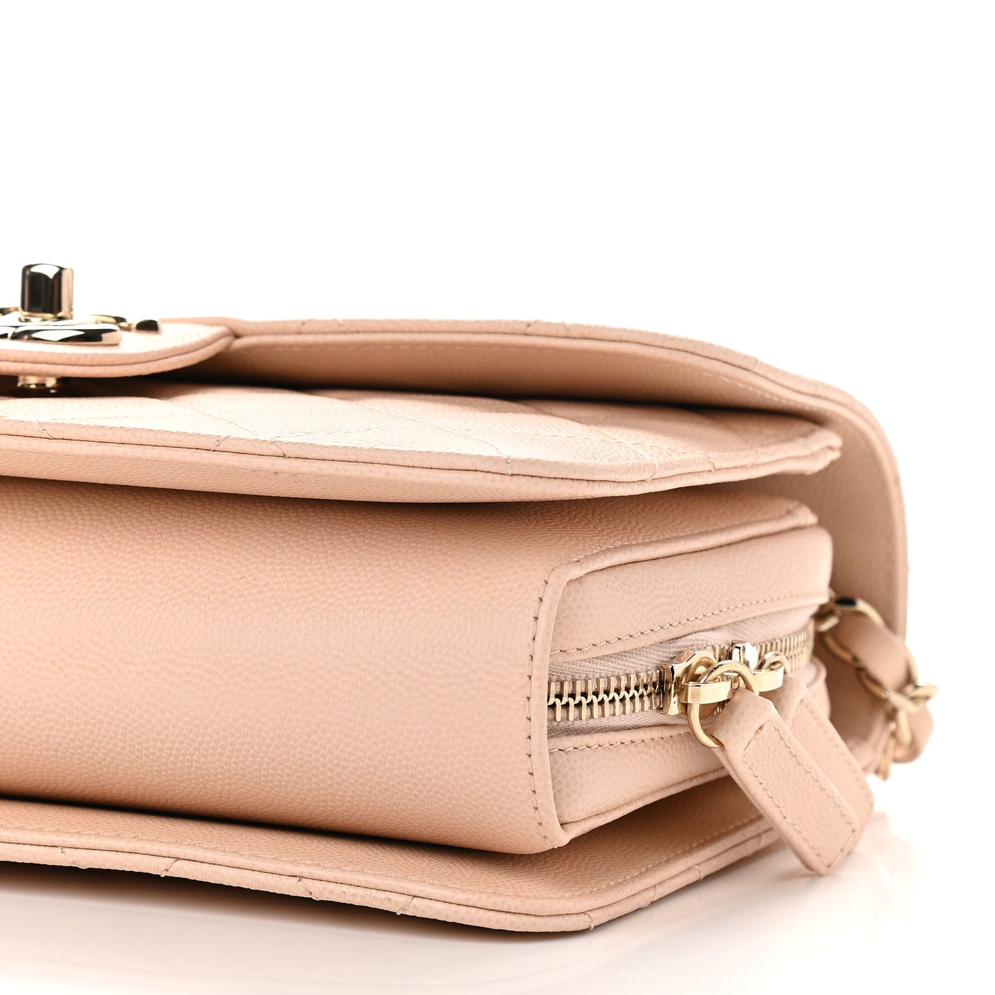 Caviar Quilted Large Like A Wallet Flap Light Beige