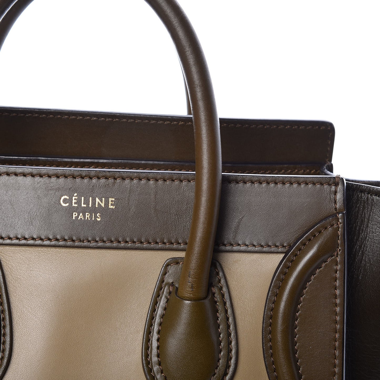 Smooth Calfskin Nano Tri-Color Luggage Khaki