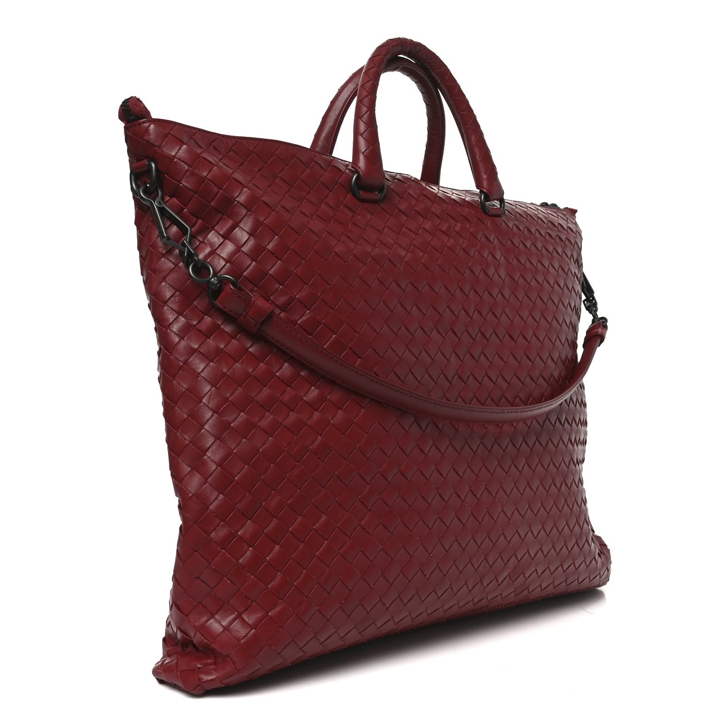 Nappa Intrecciato Medium Convertible Tote Burgundy