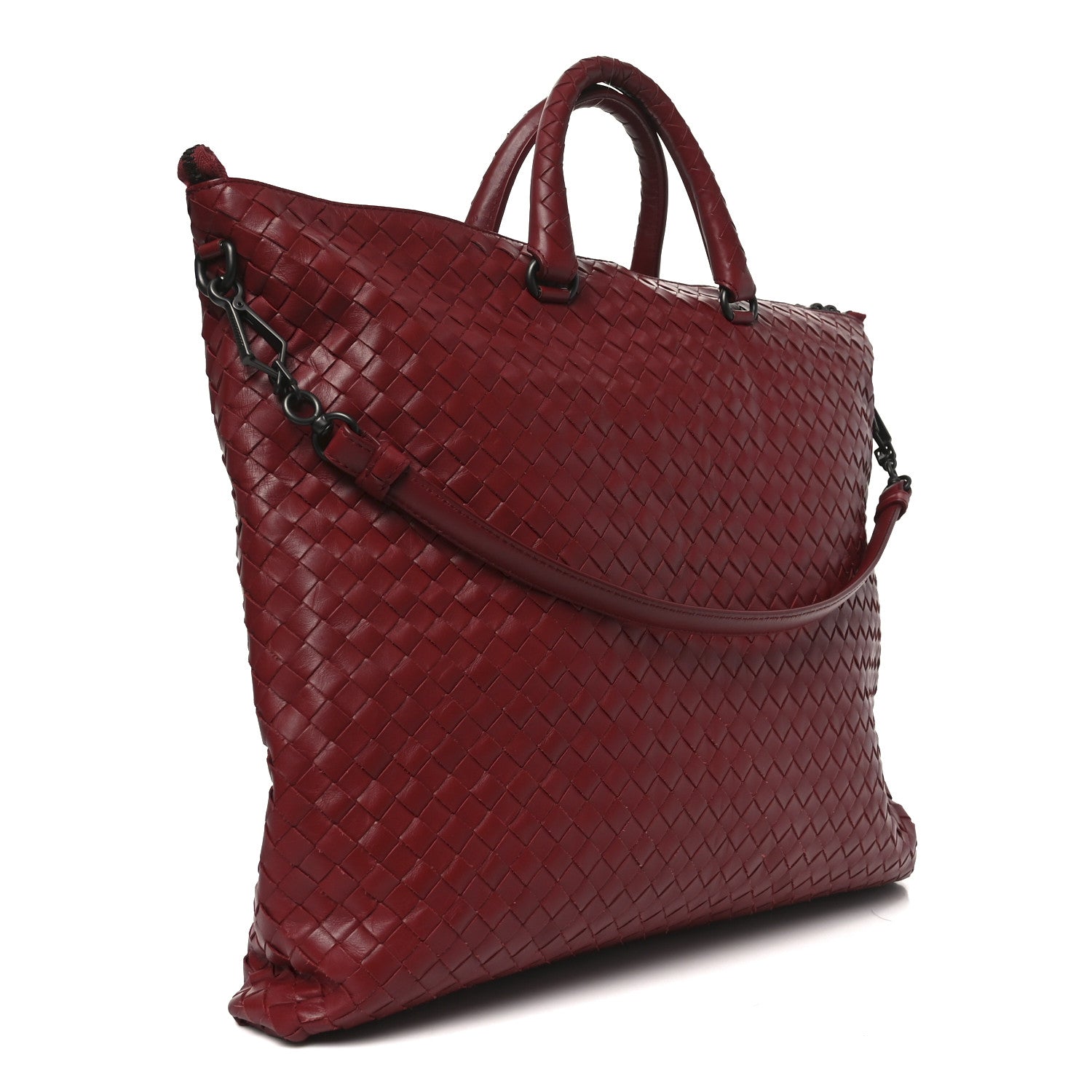 Bottega Veneta Nappa Intrecciato Medium Convertible Tote Burgundy 3 of 11