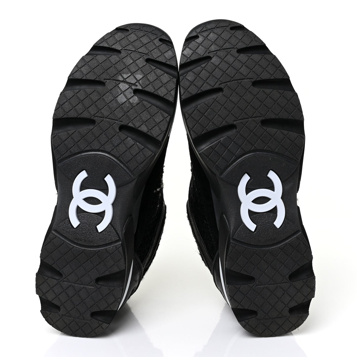 Tweed Suede Goatskin CC Sneakers 39.5 Black White