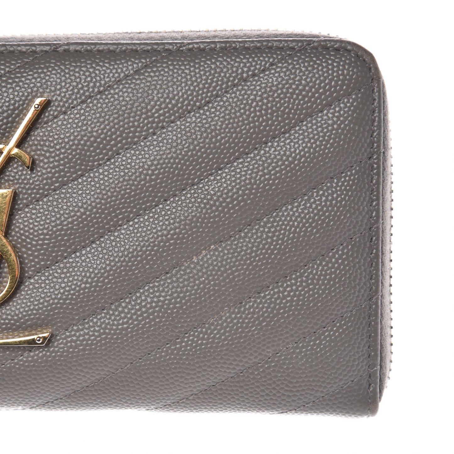 Grain De Poudre Matelasse Chevron Monogram Zip Around Wallet Dark Anthracite