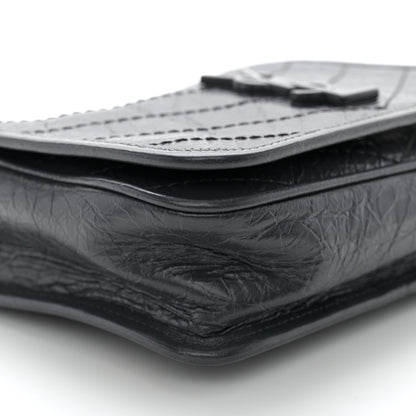 Saint Laurent Crinkled Calfskin Matelasse Monogram Niki Chain Wallet Dark Smog 9 of 11
