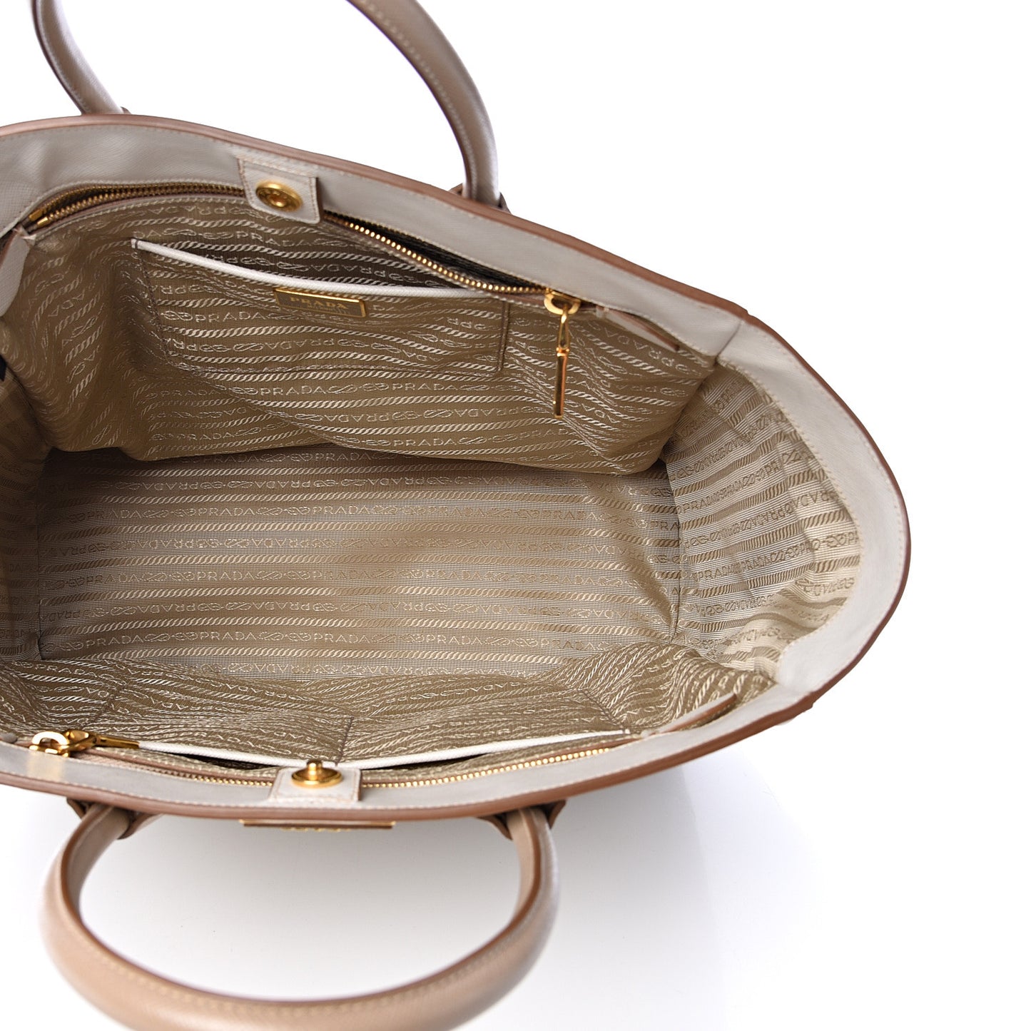 Saffiano Lux Bi-Color Tote Talco Visone