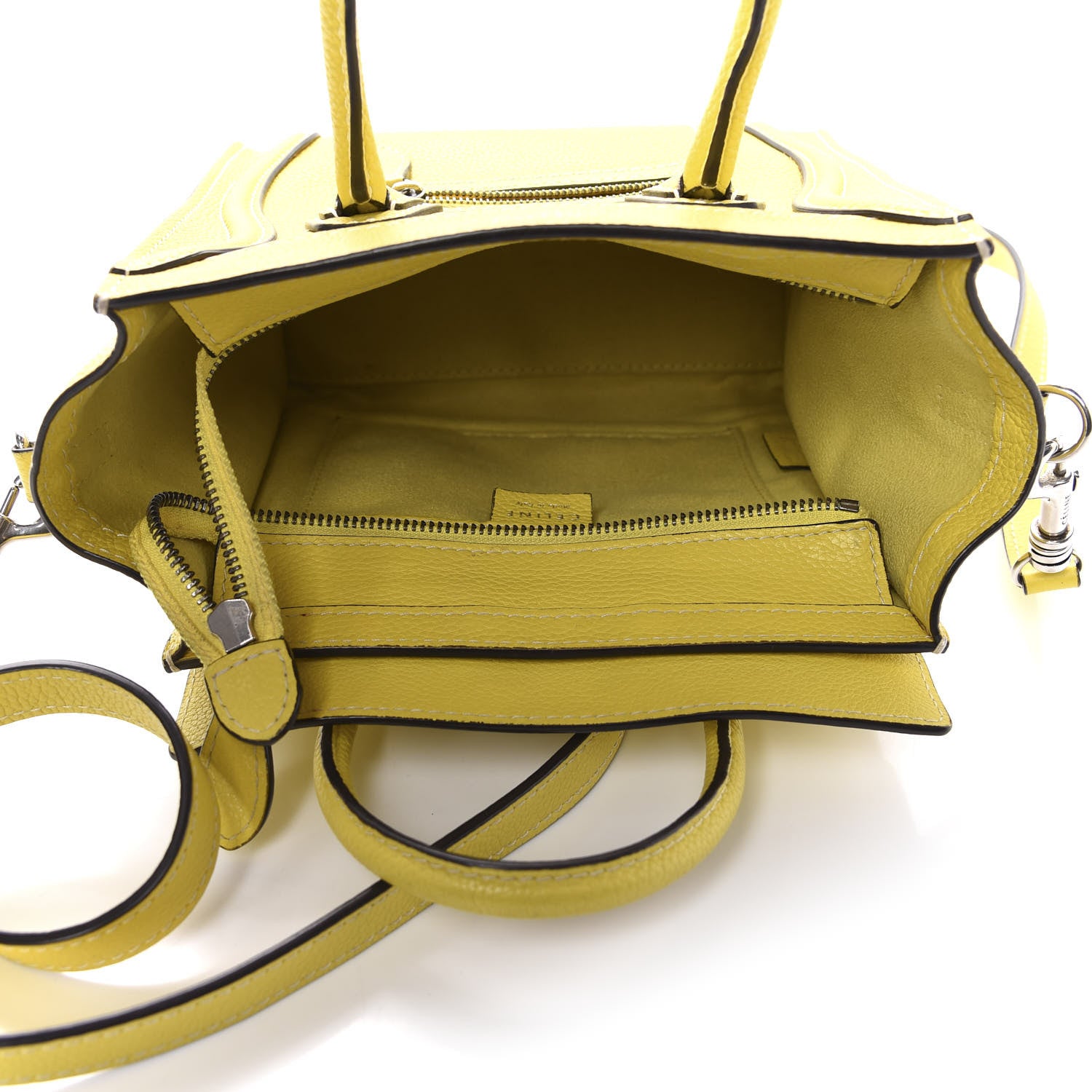 Celine Drummed Calfskin Nano Luggage Citron 5 of 10
