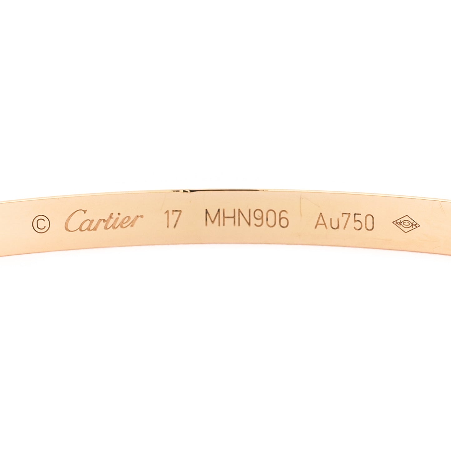 18K Yellow Gold 6 Diamond Small LOVE Bracelet 17