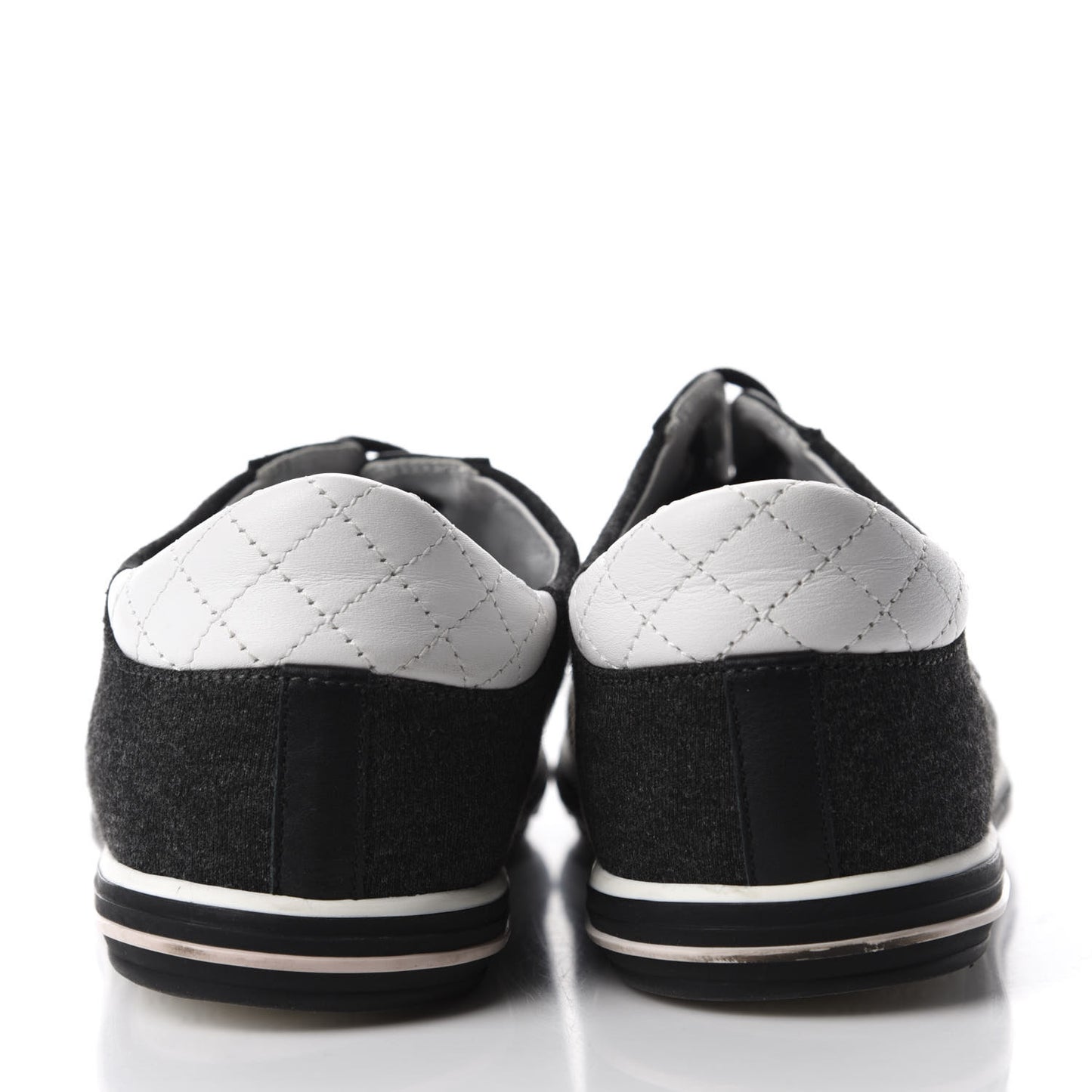 Calfskin Fabric Quilted CC Sneakers 39 Grey White