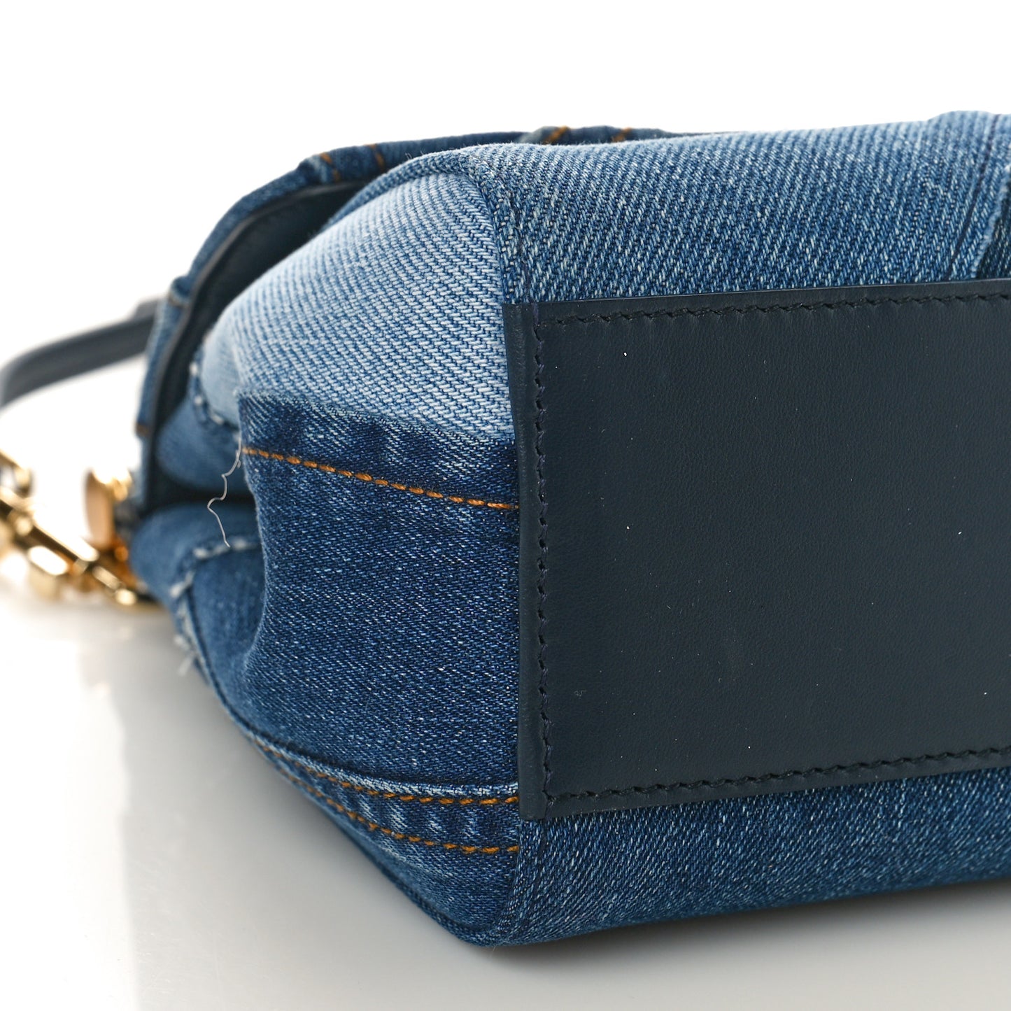 Calfskin Denim Patchwork Mini Miss Sicily Satchel Blue