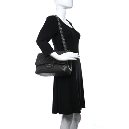 Chanel Caviar Quilted Jumbo Double Flap Dark Grey 2 of 9
