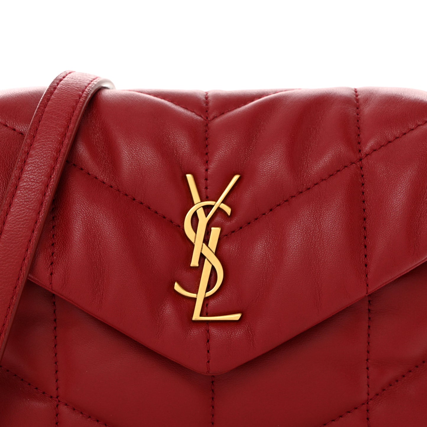 Lambskin Quilted Toy Loulou Puffer Monogram Chain Satchel Opium Red