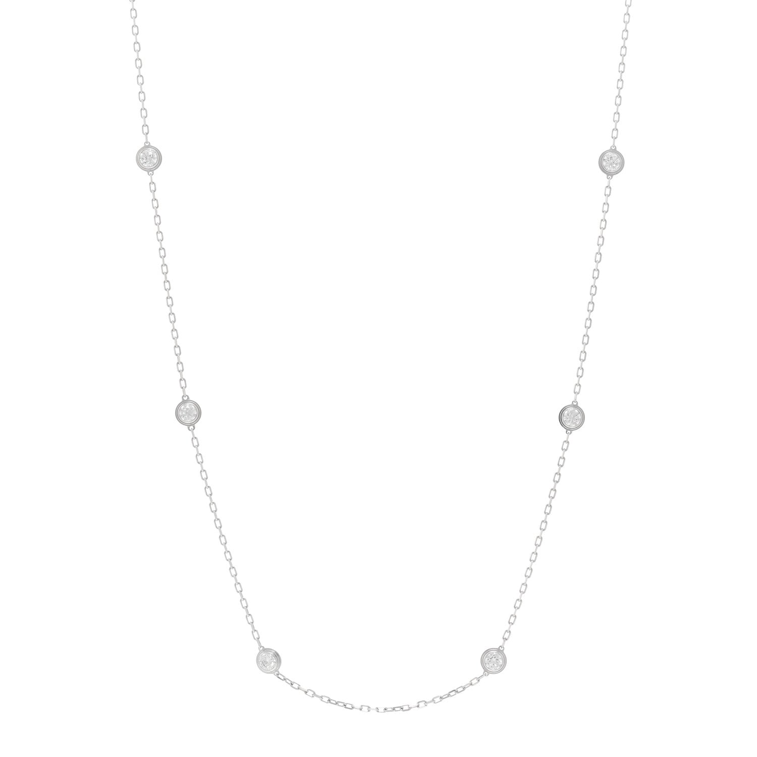 Cartier 18K White Gold 8 Diamond D'Amour Station Necklace 1 of 5