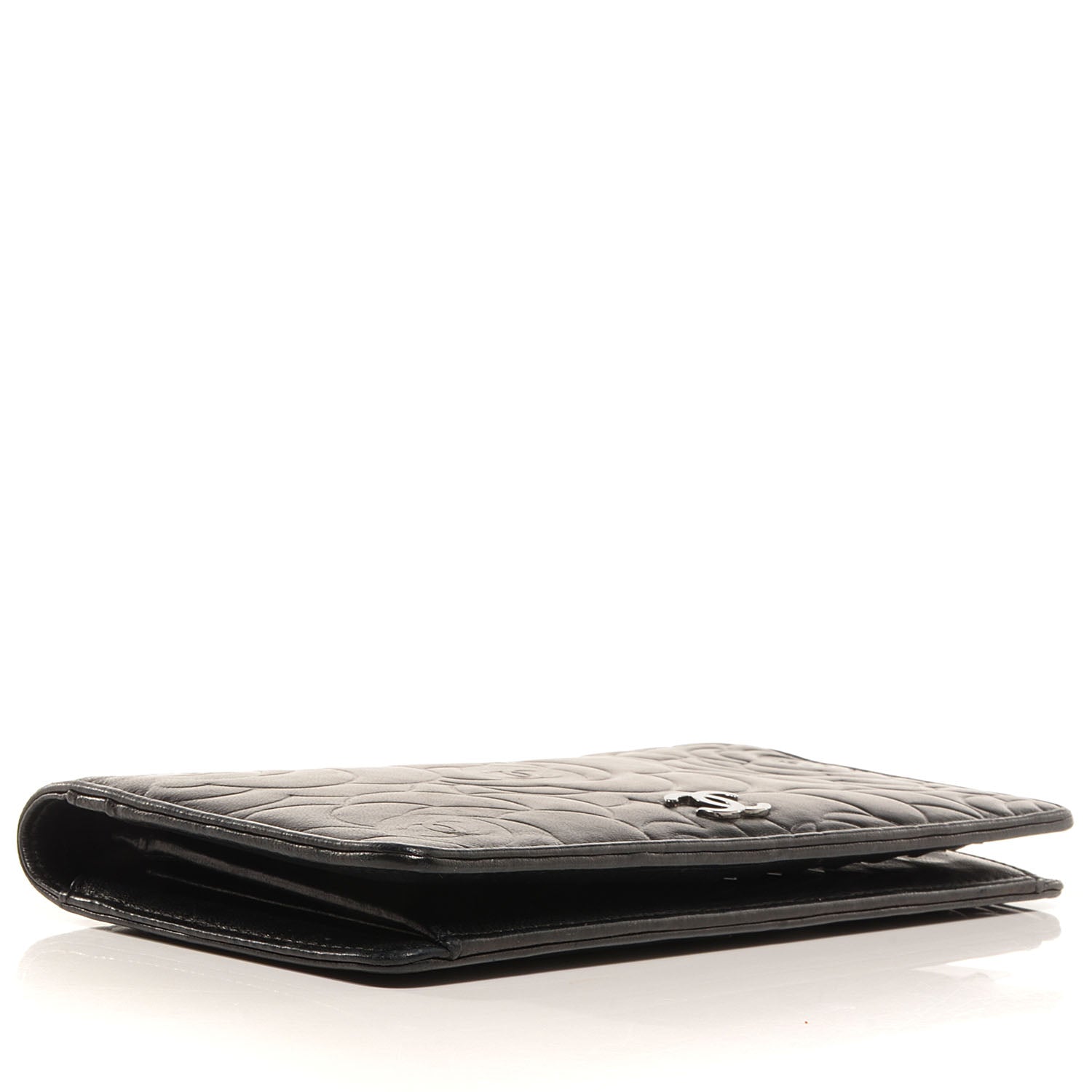 Chanel Lambskin Camellia Yen Wallet Black 4 of 9